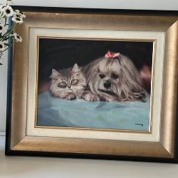 original oil painting matted and framed