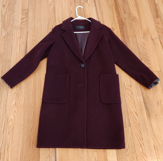 Women’s Burgundy Wool Blend Coat – Classic 