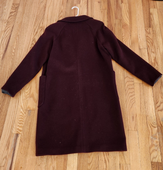 Women’s Burgundy Wool Blend Coat – Classic  - Photo 2 view in Queens, NY