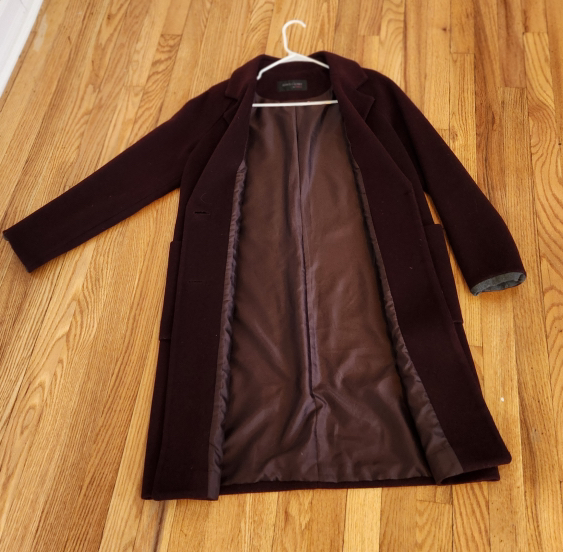 Women’s Burgundy Wool Blend Coat – Classic  - Photo 3 view in Queens, NY
