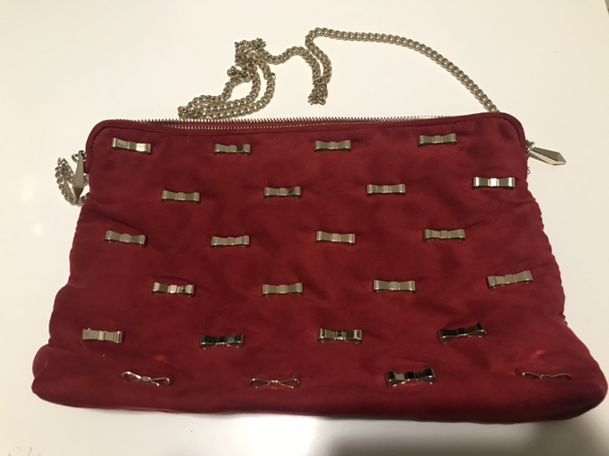 Zara Red Suede Clutch and the chain