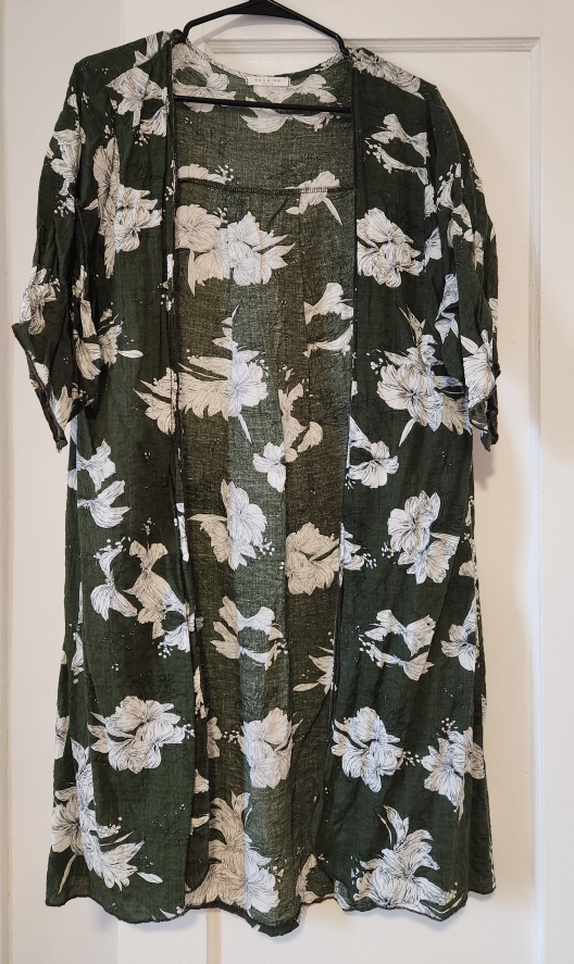 floral long linen jacket