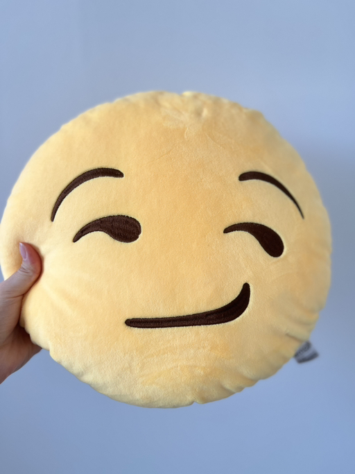 Emoji Face Cushion – Winking Smirk | Soft 