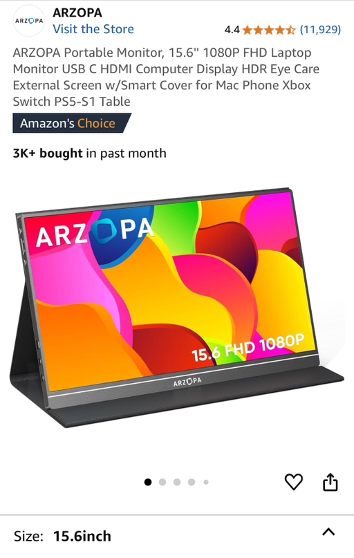 ARZOPA 15.6” 1080P portable monitor