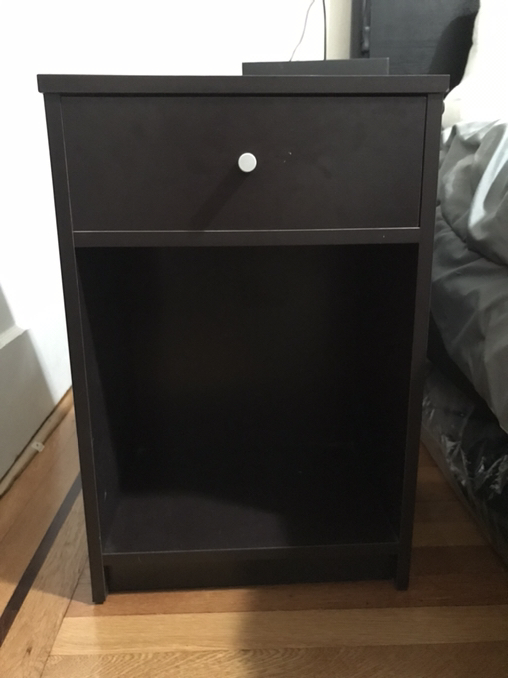 Espresso Side Table with 1 Drawer – Compact 