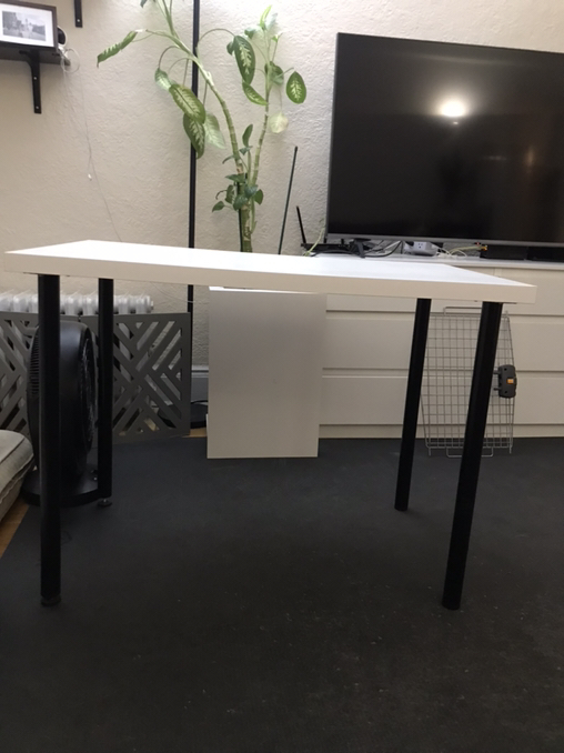 IKEA Linnmon Table – White Top with Black Legs – 39 3/8