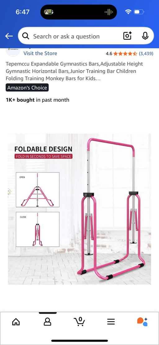 kid Adjustable Height Gymnastic Horizontal Bars - Photo 3 view in Manhattan, NY