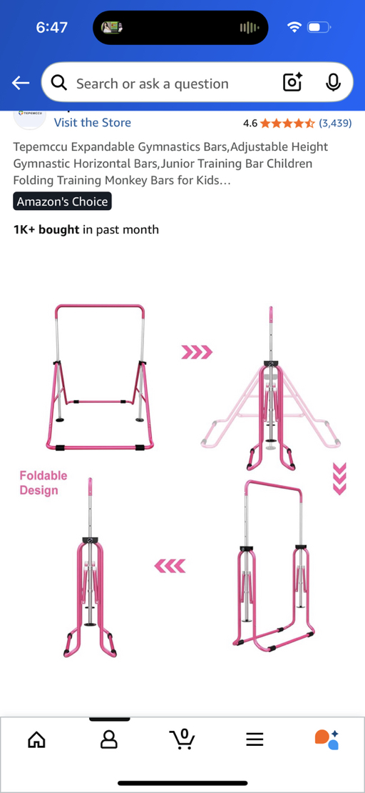 kid Adjustable Height Gymnastic Horizontal Bars - Photo 4 view in Manhattan, NY