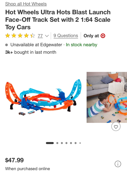 Hot Wheels Ultra Hots Blast Launch Face-Off Track Set with 2 1:64 Scale Toy Cars - Photo 6 view in Queens, NY