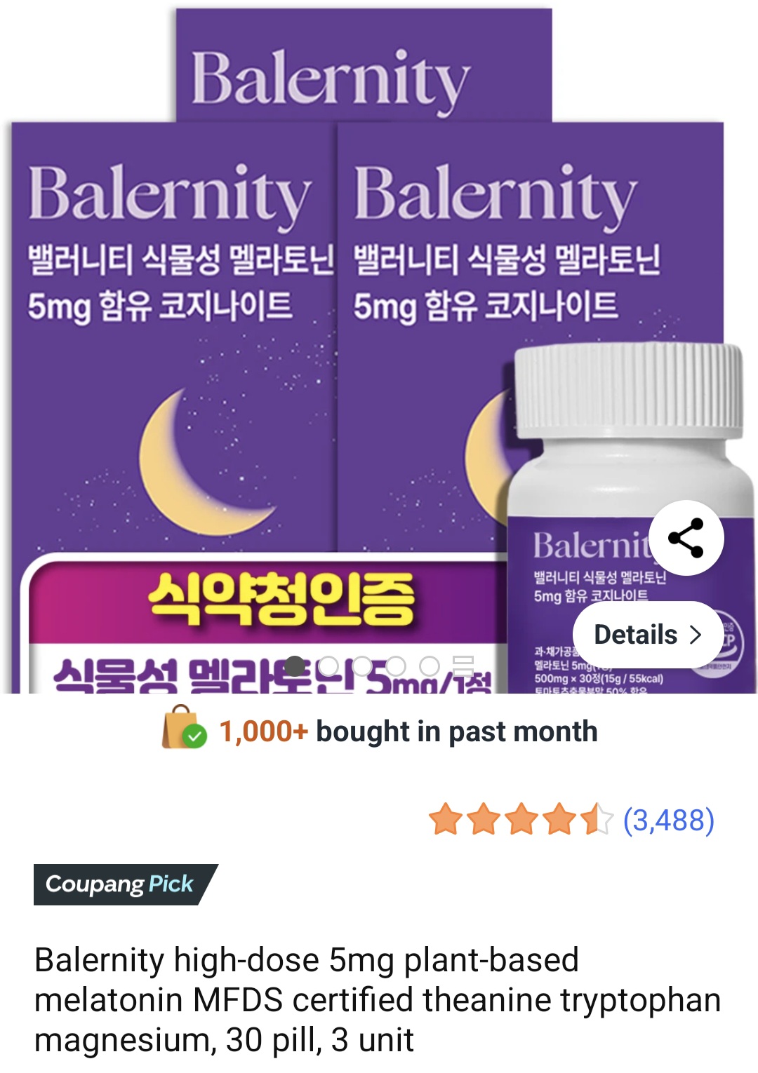 NEW Balernity Melatonin (30 pills x 3 pk)