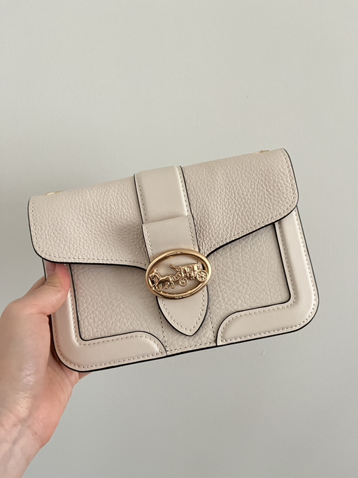 Coach Pebbled Leather Crossbody Bag: Cream (with Chain Strap)