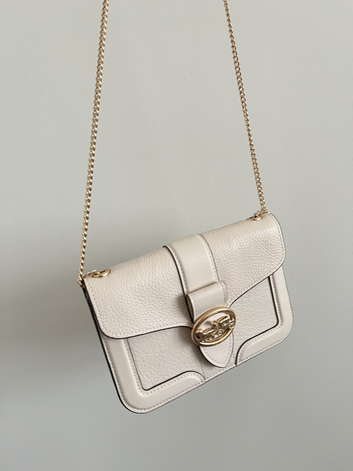 Coach Pebbled Leather Crossbody Bag: Cream (with Chain Strap) - Photo 2 view in Manhattan, NY