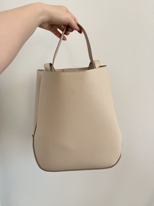 MANGO Beige Structured Tote Bag