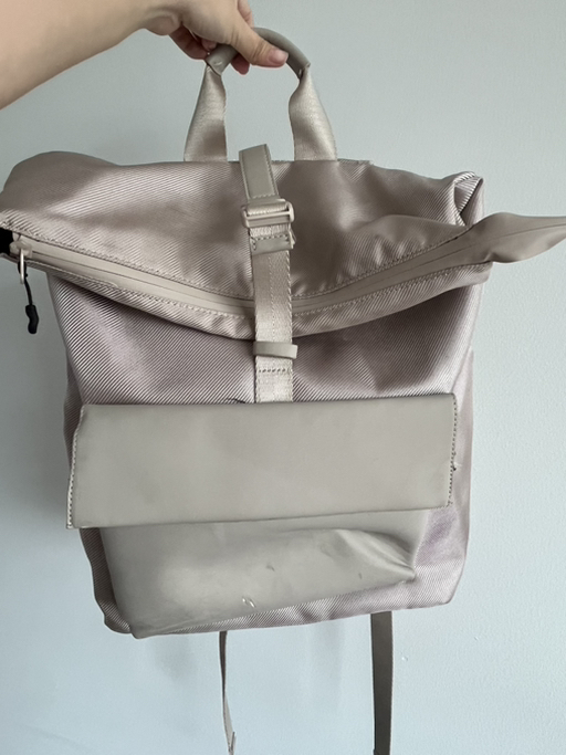 Beige Roll-Top Backpack