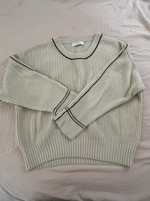 Beige Contrast Knit Sweater