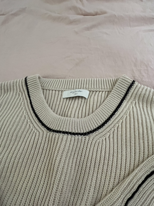 Beige Contrast Knit Sweater - Photo 3 view in Hudson County, NJ