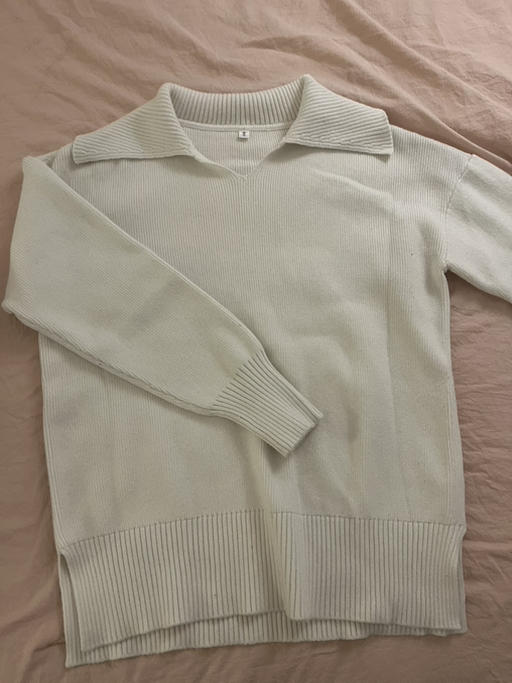 White Knit Collar Sweater (Size S)