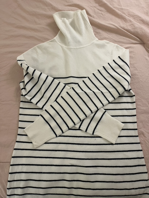 Striped White Turtleneck Sweater