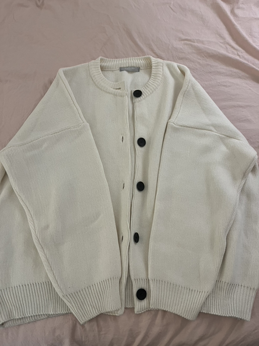 Cream Cardigan with Black Buttons