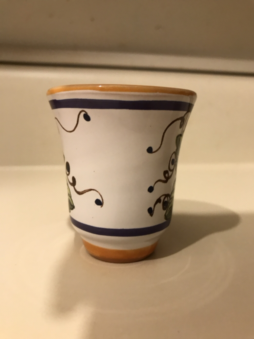 Pallini Lemoncello Hand Painted Ceramic Shot Glass Deruta Italy  - Photo 2 view in Queens, NY