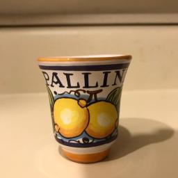 Pallini Lemoncello Hand Painted Ceramic Shot Glass Deruta Italy 