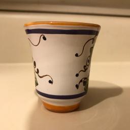 Pallini Lemoncello Hand Painted Ceramic Shot Glass Deruta Italy  - Photo 2 view in Queens, NY