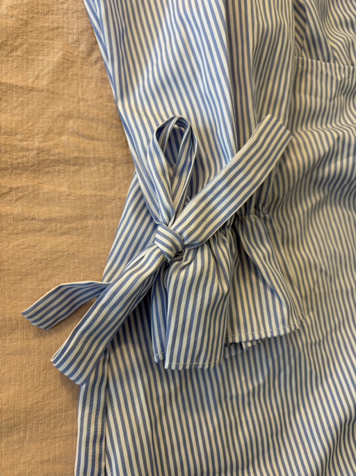 Blue Striped Wrap Shirt Dress - Photo 2 view in Manhattan, NY