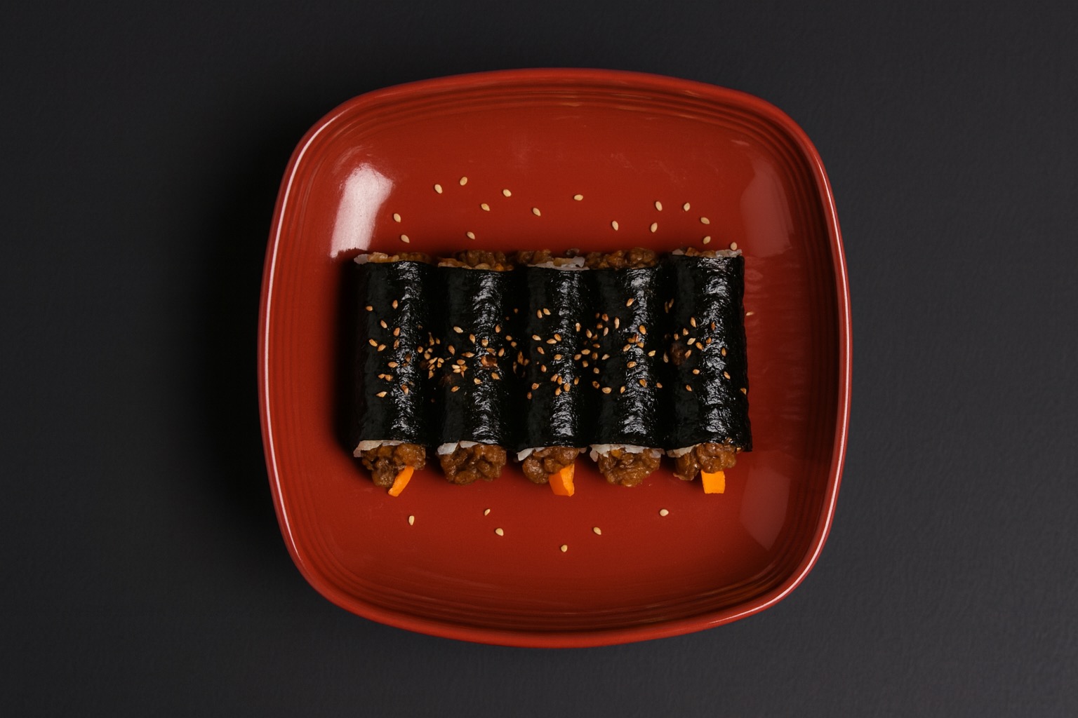 Official photograph of signature handcrafted Bulgogi Roll at BK Gangnam in DeKalb Market Hall