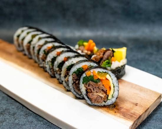 Authentic freshly rolled handcrafted kimbap at KimGaNae in Flushing, Queens