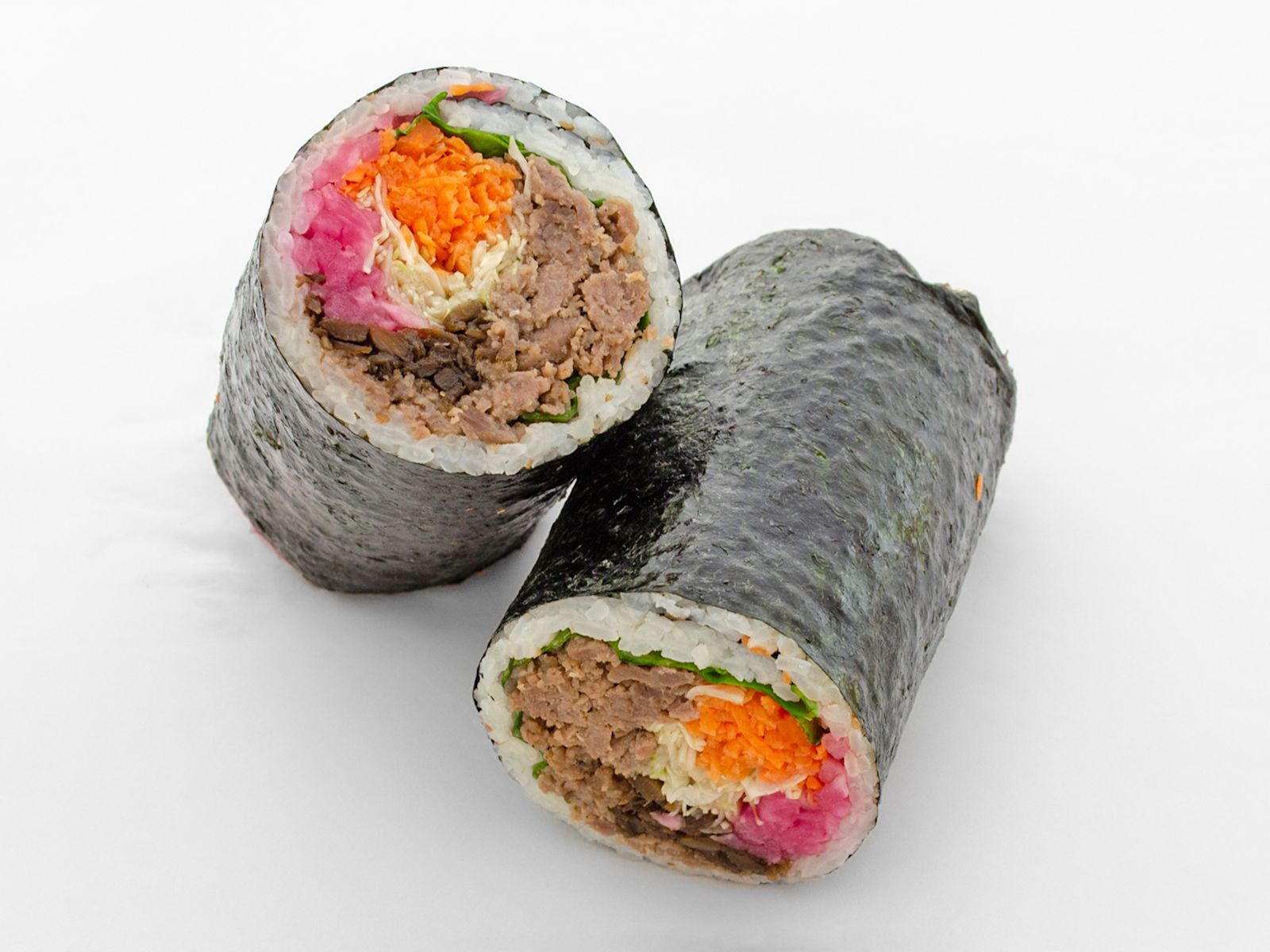 Official photograph of signature Bulgogi Beef Kimbap at Kim's Kimbap in Greenwich Village