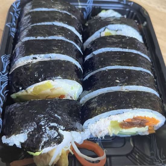 Spam, Fried Egg, Avocado, and Radish Kimbab