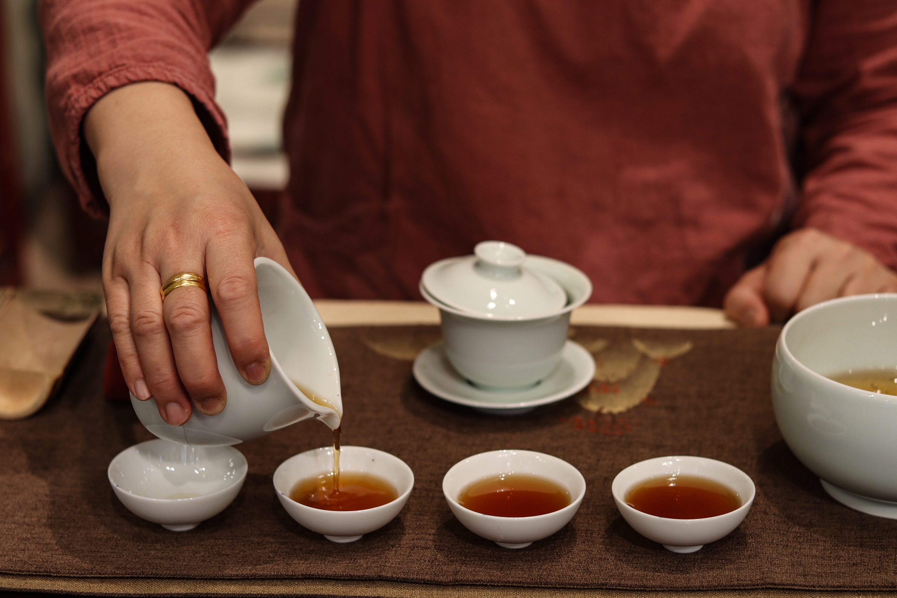 Fang Gourmet Tea interior and tea table in Flushing