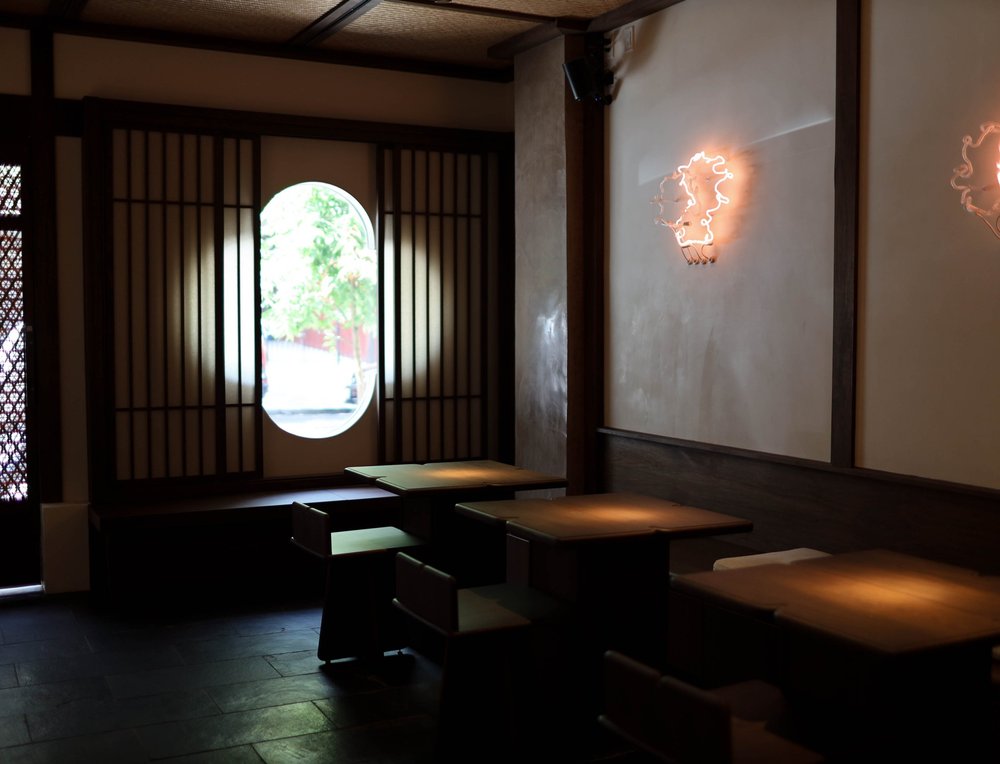 Soft Hours interior and tea table in Chinatown / Lower East Side