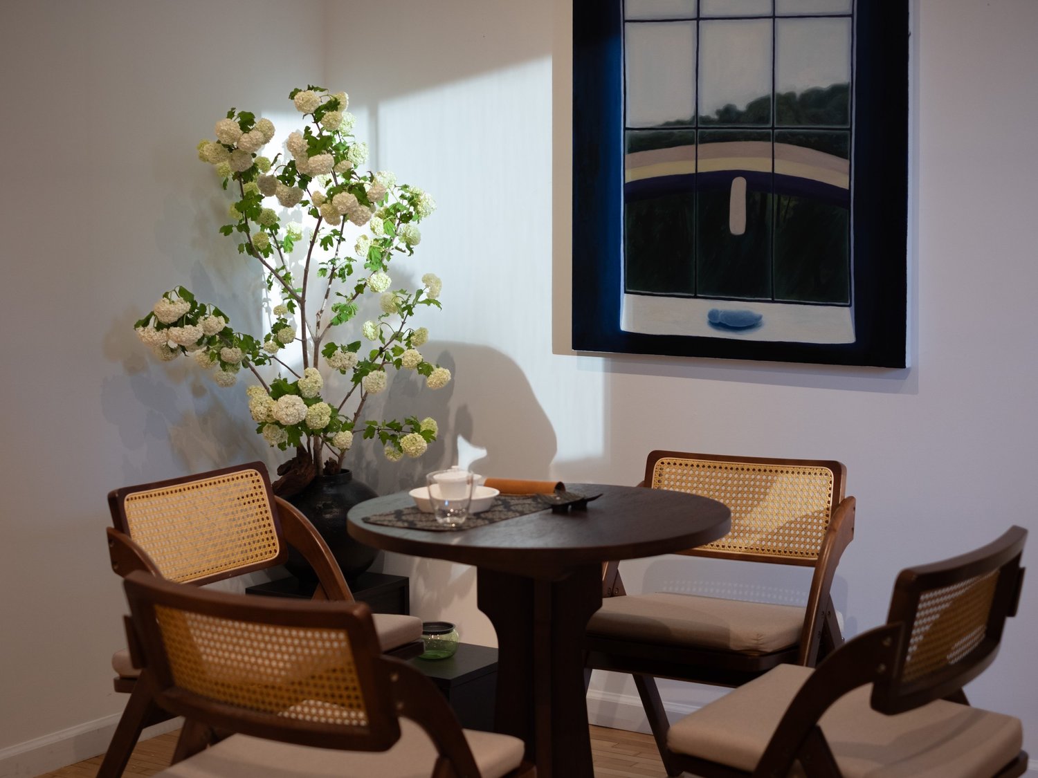 Teasthetic studio interior and curated teaware shelving